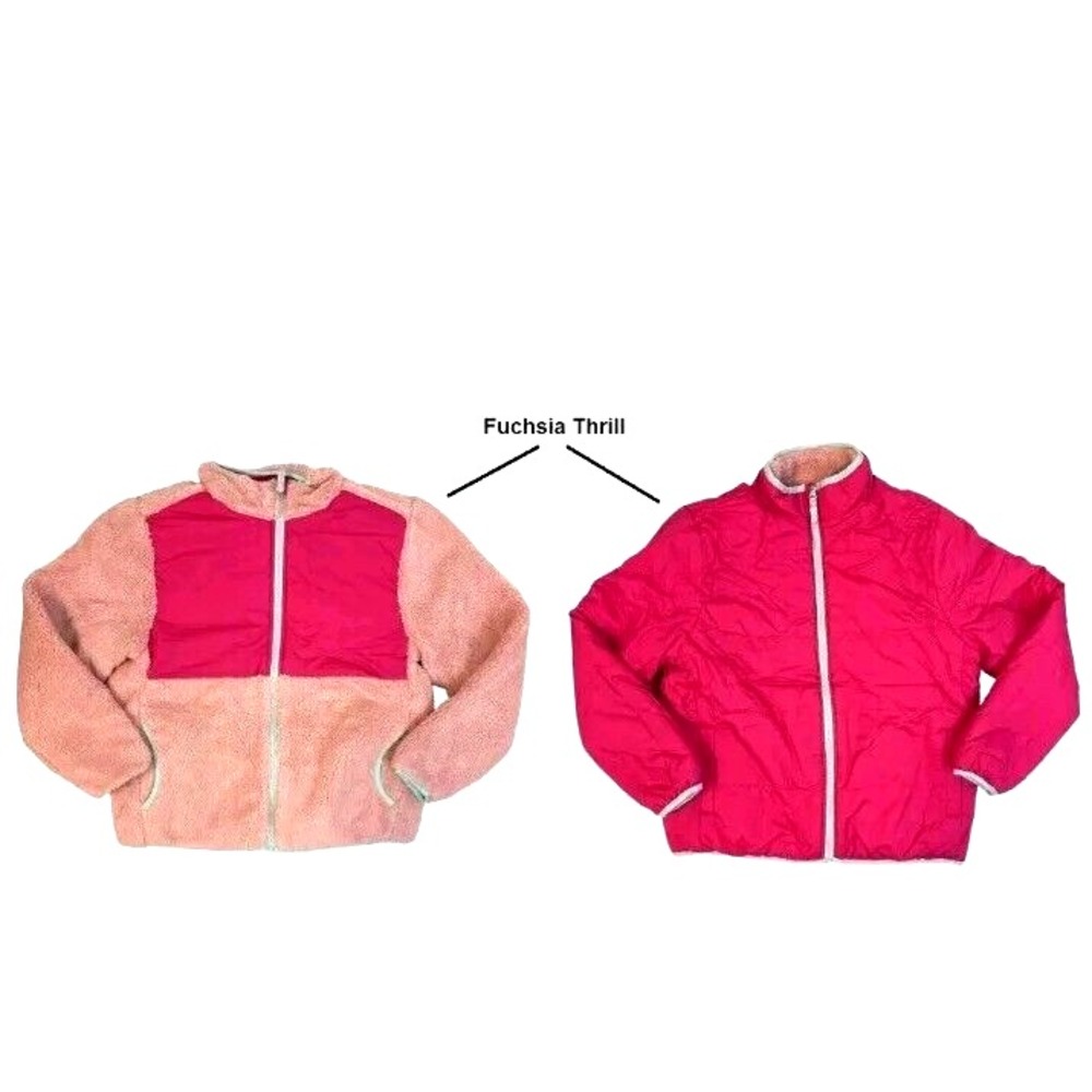 Member's Mark Girl's Fit Full-Zip Fleece Reversible Jacket‎ Size 14-16 Pink